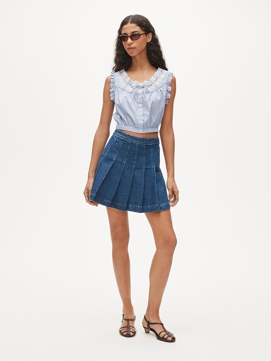 J. Crew Dresses & Skirts - J. Crew Blue Denim Pleated Mini Skirt